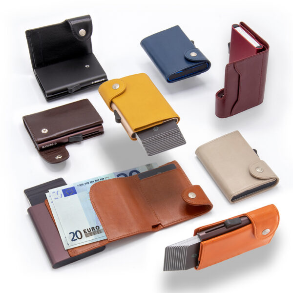 C-Secure XL Nahka Alumiini Turvalompakko RFID omalla logolla